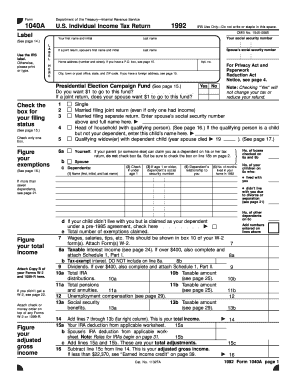 US Federal 1040A Tax Return Form