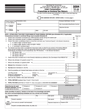 Utah Corporation TC-20 Tax Return