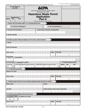 Hazardous Waste Permit Form 8700-23