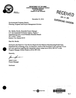 Letter transmitting the Third Five-Year Report - final Five-Year ... - epa