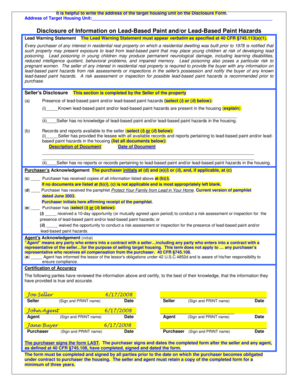 Lead-Based Paint Disclosure Form