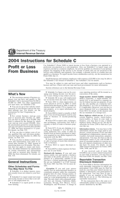 2004 Instructions for Schedule C