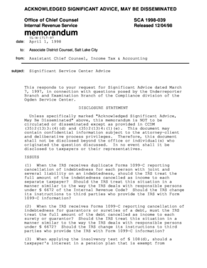 IRS Memorandum on Cancellation of Indebtedness