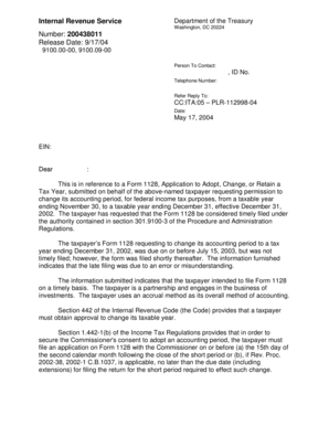 IRS Form 1128 Application to Adopt Change or Retain a Tax Year