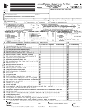 Amended Nebraska Individual Income Tax Return