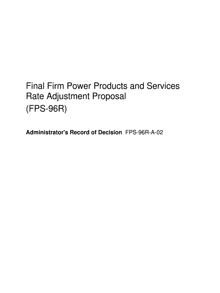 FPS-96R Rate Adjustment Administrators Final Record of Decision - bpa Preview on Page 1