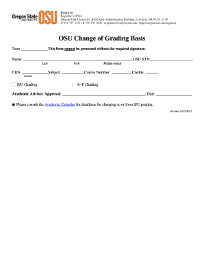 OSU Change of Grading Basis Form