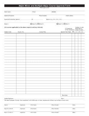 Major-Minor and Multiple Major Course Approval Form