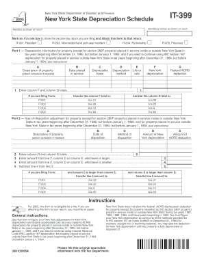 New York State Depreciation Schedule IT-399
