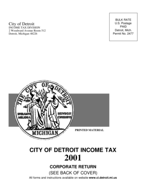 City of Detroit Corporate Income Tax Return