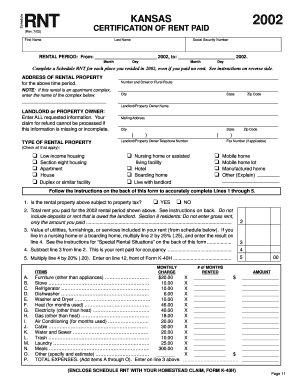 Kansas Rent Paid Certification Form