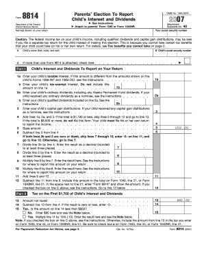 IRS Form 8814 Child’s Interest and Dividends 2007
