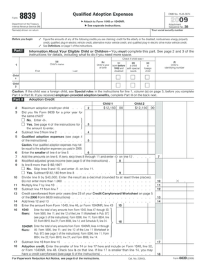 IRS Form 8839 Adoption Expenses