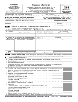 Schedule A Insurance Information Form 5500