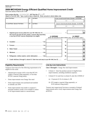 Michigan Energy Efficient Home Improvement Credit Form 4764