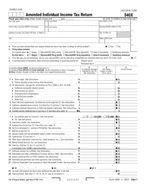 2016 form 540 instructions - california form 540x 2010