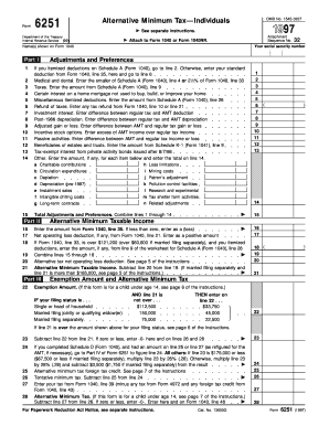 Form 6251 Alternative Minimum Tax—Individuals