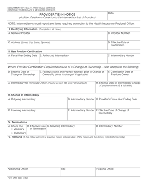 Provider Tie-In Notice Form CMS-2007