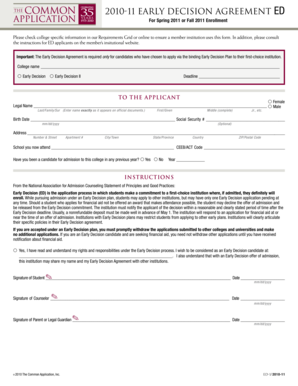 Early Decision Agreement