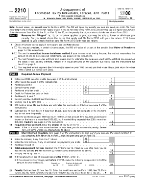 Form 2210 Estimated Tax by Individuals