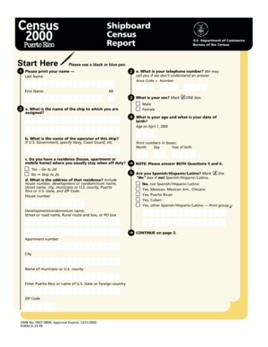 Shipboard Census Form D-23 PR