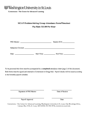 MCAT Problem-Solving Group Attendance Form/Timesheet Pay ...