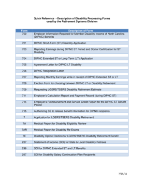 North Carolina Disability Income Processing Forms