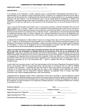 Commonwealth Procurement Card Use Employee Agreement