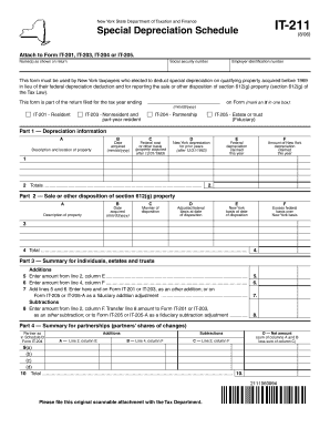 New York Special Depreciation Schedule IT-211