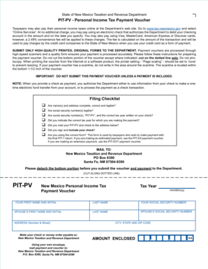 New Mexico Personal Income Tax Payment Voucher