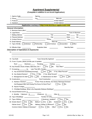 Apartment Supplemental Insurance Application