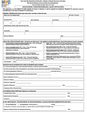 Educational Paraprofessional Leave Application
