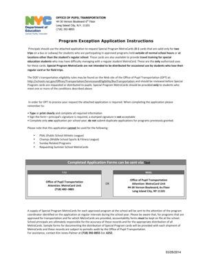 Special Program MetroCard Application