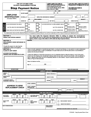 New York Stop Payment Notice Form