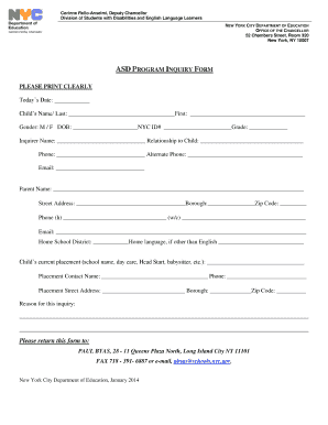 ASD Program Inquiry Form
