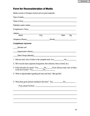 Media Reconsideration Form