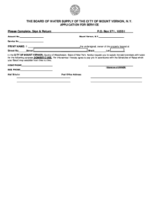 Mount Vernon Water Service Application