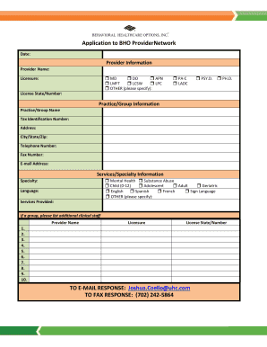 BHO Provider Network Application