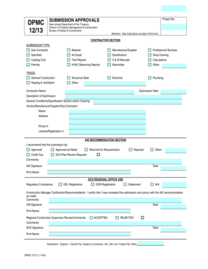 New Jersey DPMC Submission Approval Form