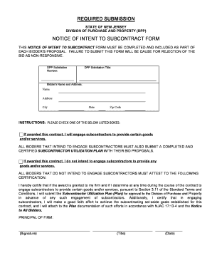 New Jersey Subcontractor Set Aside Forms