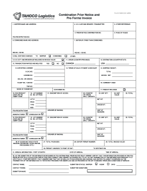 Modelo de proformas en word - Combination Prior Notice and Pro Forma Invoice PDF