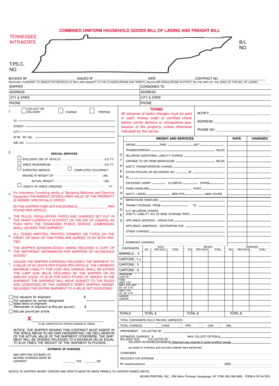 Combined Uniform Household Goods Bill of Lading and Freight Bill