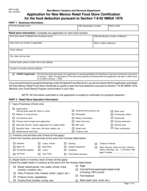 New Mexico Retail Food Store Certification Application