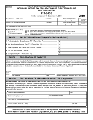 New Mexico Individual Income Tax Declaration