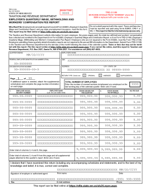 New Mexico Employer's Quarterly Wage, Withholding and Workers' Compensation Fee Report