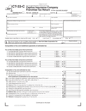 New York State Captive Insurance Company Franchise Tax Return