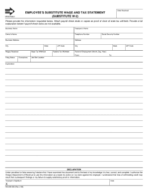 Employee Substitute Wage and Tax Statement