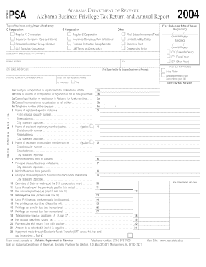 Alabama Business Privilege Tax Return