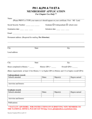 Phi Alpha Theta Membership Application