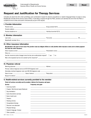 Massachusetts Therapy Services Prior Authorization Request